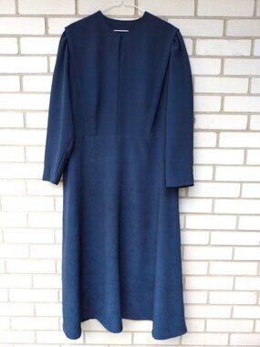Amish Mennonite Cape Dress PLUS SIZE 48"B 41"W Navy Blue Crinkle Handmade